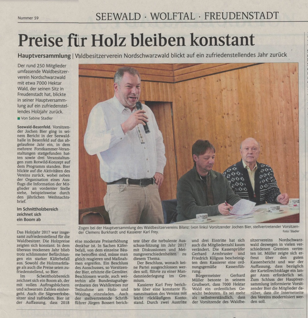 Zeitungsartikel WBV-Versammlung 2017